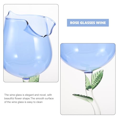 Copa de vino azul de vidrio con flores POPETPOP 4