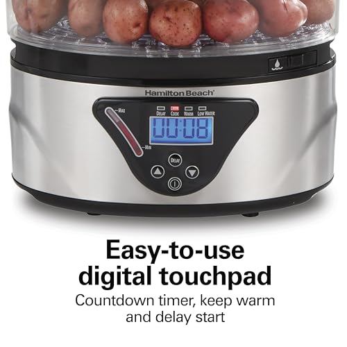 image for Hamilton Beach Digital Electric Food Steamer & Rice Cooker for Quick, 