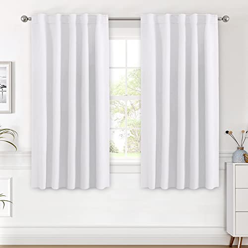 Image of H.VERSAILTEX White Curtains Thermal Insulated Window Treatment Panels Room Darkening Privacy Assured Drapes for Living Room Back Tab /Rod Pocket Bedroom Draperies, 42 x 54 Inch, 2 Panels
