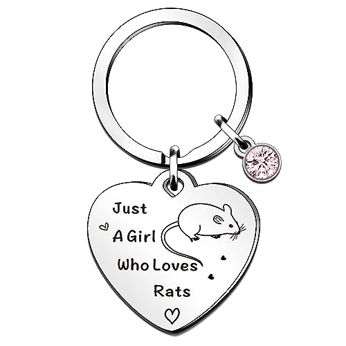 QMVMV Funny Rat Keyring Gifts Animal Lover Gift Just A Girl Who Loves Rats Rat Lover Gift For Women Girls, Who Loves Rats Keyring