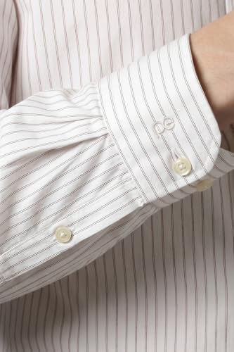 Image of Peter England Men's Striped Slim Fit Full Sleeve Formal Shirt | Cotton-Rich | Wonder Fabric | Pin-Point Oxford Weave