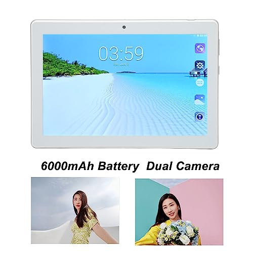 Tablet Biurowy, Bateria 6000 MAh, Wtyczka EU, Tablet HD 100-240 V, 8-calowy FHD do Podróży (SILVER)