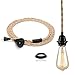 Produktbild DIY Modern Industrielle Textilkabel Pendelleuchte Kit mit Schalter - Minimalistisch Stoffkabel Vintage Hängelampe Lampenkabel 4.5M gedrehten Hanfseil E27 Lampenfassung Deckenleuchte für Küchen Keller