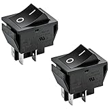 Heschen - Interrupteur à bascule marche/arrêt, DPST 4 Bornes 16A 250VAC, Noir, Lot de 2...