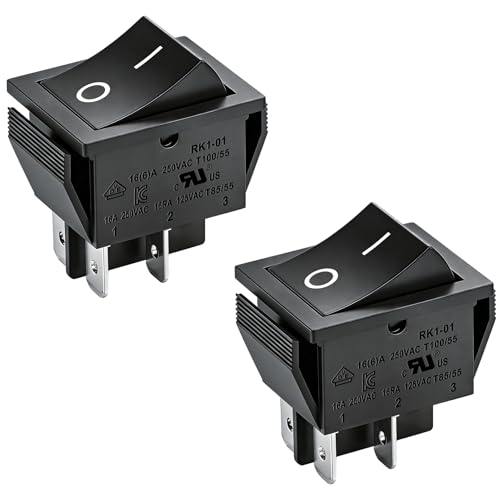 Heschen - Interrupteur à bascule marche/arrêt, DPST 4 Bornes 16A 250VAC, Noir, Lot de 2