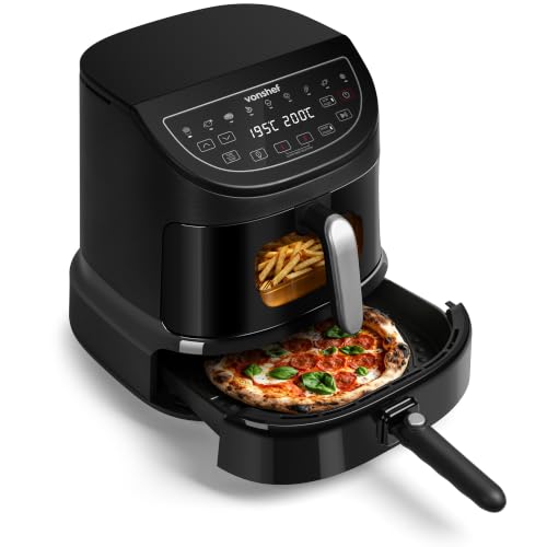 Image of Vonshef Air Fryer with Pizza Drawer, 10-in-1 Dual Airfryer, 8.5L + 1.5L