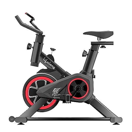 Lifelong LLESB99 Exercise Spin Fitness Bike with 6kg Flywheel|Adjustable Resistance|LCD Monitor & Heart Rate Sensor for Fitness at Home|Spin Bike, Fitness Bike, Exercise Bike for Home Use|Max User Weight: 90kg (1 Year Manufacturer's Warranty)