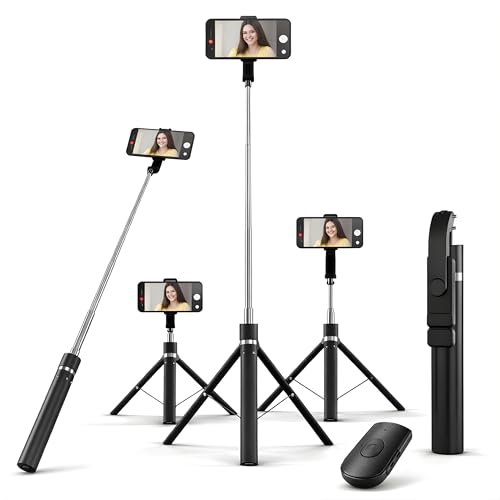 Image of Novobit 3-in-1 Selfie Stick Tripod & Video Recording Stand for Phone with LED Light & Bluetooth Remote | 170cm /67 Inch Vlogging Stand for Reels, YouTube & Video Shooting - iPhone & Android