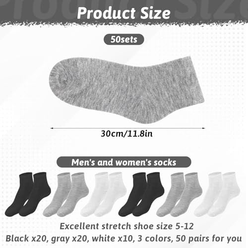 50 Pairs Mens Thin Quarter Ankle Socks Breathable Cushion Socks Athletic Running Ankle Crew Sock2