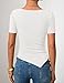 ZESICA Asymmetrical Short Sleeve Shirts for Women 2026 Summer Going Out Tops Ruched Outfits Fashion Y2K Clothes White L