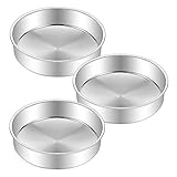 8 Inch Cake Pan Set of 3, Deedro Round Cake Baking Pans Stainless Steel Cake Pans for Wedding...