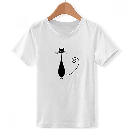 T-shirt chat noir silhouette ras du cou blanc multicolore pour garçon XX-grand