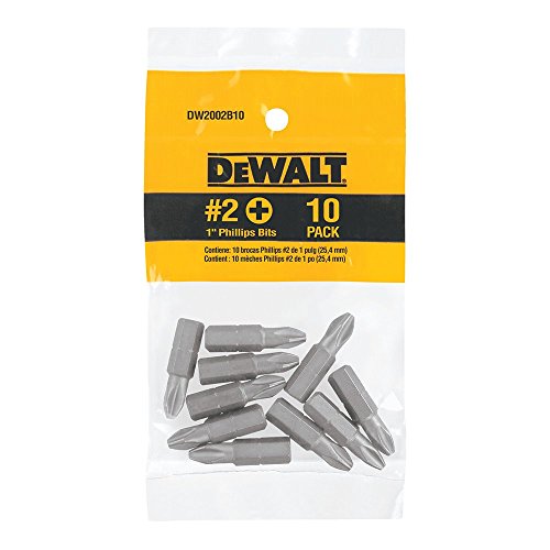 DEWALT DW2002B10#2 Phillips 1-Inch Bit-Tip, 10 -Pack Bag (Bulk 25Ct)