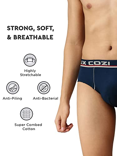 Image of Lux Cozi Bigshot Men's Pack of 2 Maroon & Mid Blue Cotton Brief (Size : 85cm)