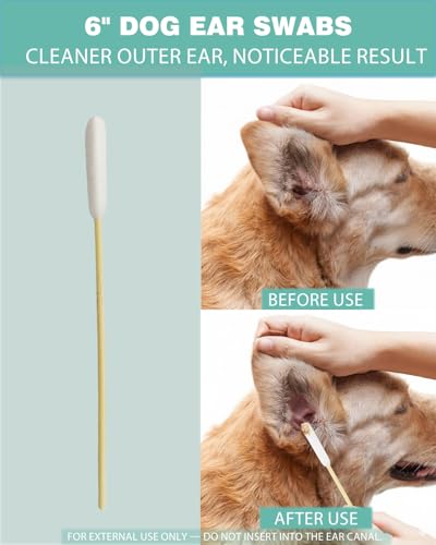 Image of Dog Ear Swabs Bulk Pack 800 Count - 6 Inch Bamboo Cotton Swabs for Dogs & Cats, Lint-Free Large Absorbent Heads for Professional Grooming & Multi-Pet Homes, Refill Pack (16 Resealable Packs)