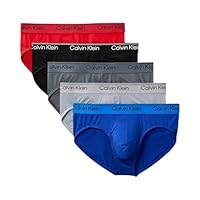 Calvin Klein Men's Microfibre Stretch Hip Brief - 5 Pack, Black/Turbulence/Sleet/Adrenaline Rush, Small