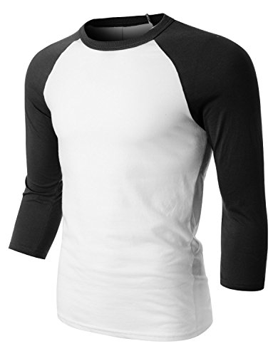 OLLIN1 Premium Mens Lightweight 3/4 Sleeve Raglan Baseball T Shirt
