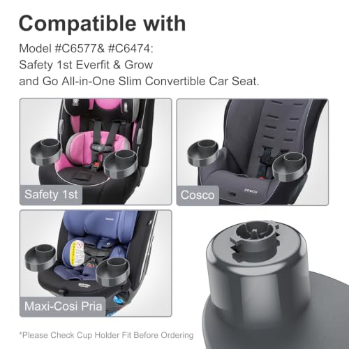2PCS Car Seat Cup Holder Replacement for Safety 1st Grow and Go & EverFit, Car Seat Snack Tray Compatible with C6577 Base, Safety First Car Seat Cup Holder Replacement, BPA-Free, Dishwasher Safe Gray by FIDOPOKK - Used condition - Image 2