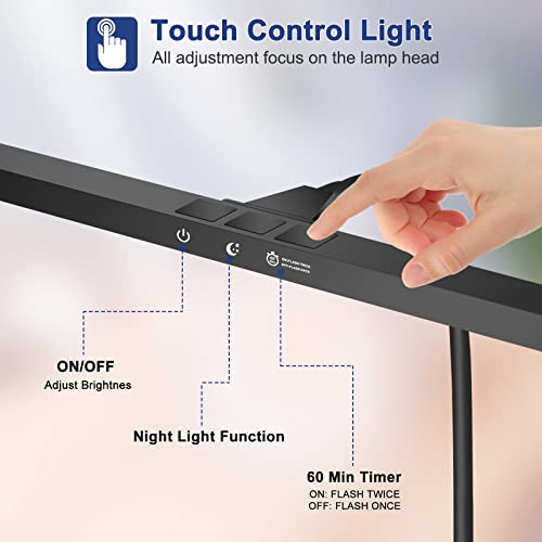 LED Desk Lamp, Gooseneck Desk Light with Touch Control, Architect Task Lamp with 16 inch Long Lamp Head, 3 Modes 10 Brightness Night Light Function Desk Lamps for Home Office - Image 3