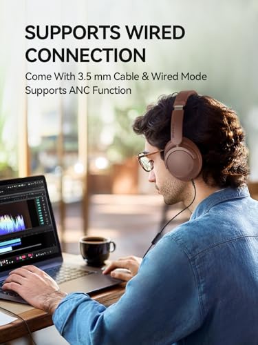 Image of 1MORE SonoFlow-Pro Noise Cancelling Headphones - HQ51 Over Ear Bluetooth Headphones with LDAC for Hi-Res Wireless Audio,100H Playtime, Bluetooth 5.4, QuietMax ANC, Comfortable Fit (Mocha Brown)