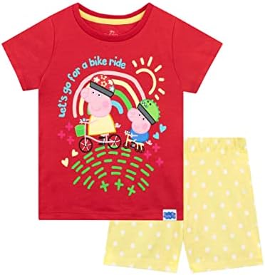 Pigiama Corto Peppa Pig Per Bambine - Set Maglietta E Pantaloncini In Cotone | Tema Margherite E Arcobaleno - Foto 8