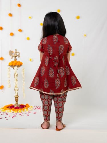 Image of POLKA TOTS Girls Cotton Kurta Dhoti Set | Traditional Ethnic Wear for Kids Girls | Festival Dress for Diwali Navratri Pooja Wedding Party | Indian Traditional Outfit for Girls | 6 Months - 8 Years