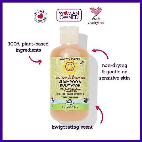 California Baby Tea Tree & Lavender Baby Shampoo And Body Wash - Allergy Tested Baby Soap And Toddler Shampoo, For Dry, Sensitive Skin, 100% Plant-Based - Usda Certified, 251 Ml / 8.5 Fl. Oz. #TOP1
