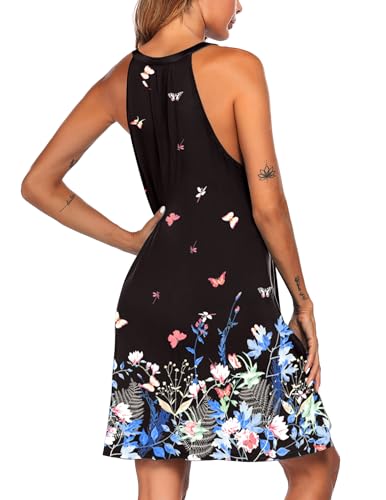 Image of Ekouaer Womens Nightgown Sleeveless Sleepwear V Neck Racerback Sleep Dress