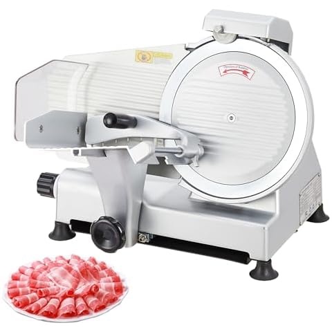 Takywep Meat Slicer, 240W Electric Food Slicer with 10" Stainless Steel Blade and Built-in Sharpening Stone, Adjustable Thickness Meat Slicer for Home and Commercial Use to Cuts Meat, Bread and Cheese Cover