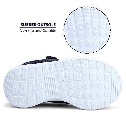 Hiitave Toddler Boys Shoes Breathable Trail Running Sneakers Lightweight Tennis Shoes Navy/White 6 M Us Toddler #TOP5