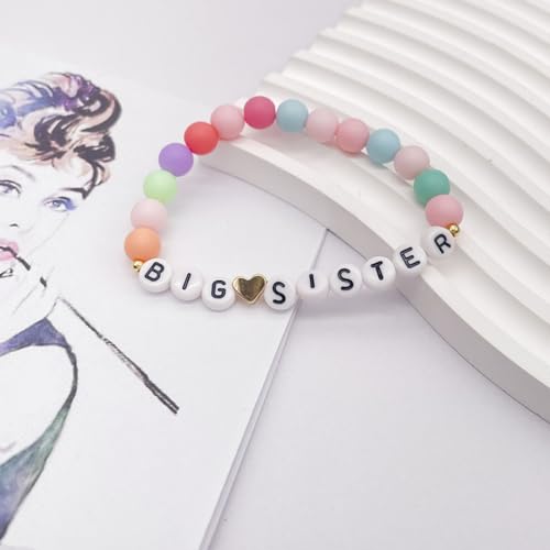 Image of Fuqimanman2020 Big Sister Bracelet Colorful Little Sister Bracelet Letter Beads Bracelet for Sister Jewelry Gift