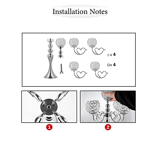 Vincigant 5 Arms Silver Crystal Candelabra For Wedding Home Decoration,Christmas Party Dinning Room Table Candle Holders Centerpieces,Buffet Cabinet Ornaments Gift #TOP3