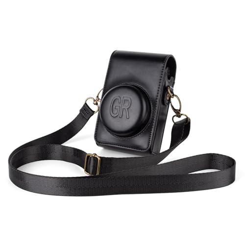 PU Leather Half Case For Ricoh GR III BolinUS - Bottom Opening Version With Hand Strap (Coffee) Ricoh GR III Protective Cover