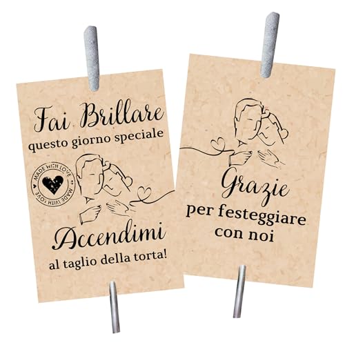 Dolplp! 100pz Scintille Luminose Matrimonio, Biglietti per Stelline Scintillanti Matrimonio Torta, Stelle Filanti Scintille per Sposi Anniversario Promessa Eventi di Fidanzamento Decorazioni