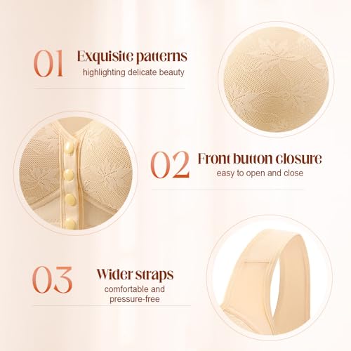 Daisy Bra for Seniors, 2025 Daisy Bras for Older Women, Breathable Front Closure No Underwire Comfort Wireless Bras3