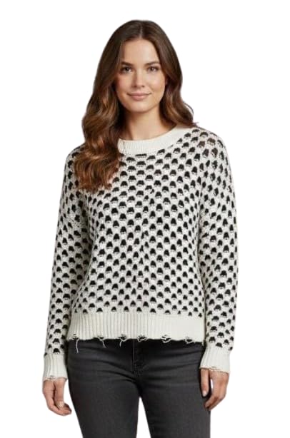 patolaswag Women’s Black & White Winter Sweater Top – Soft Warm Woollen Stretchable Pullover Stylish Patterned Knit Cozy Full Sleeve Sweater-picture-17