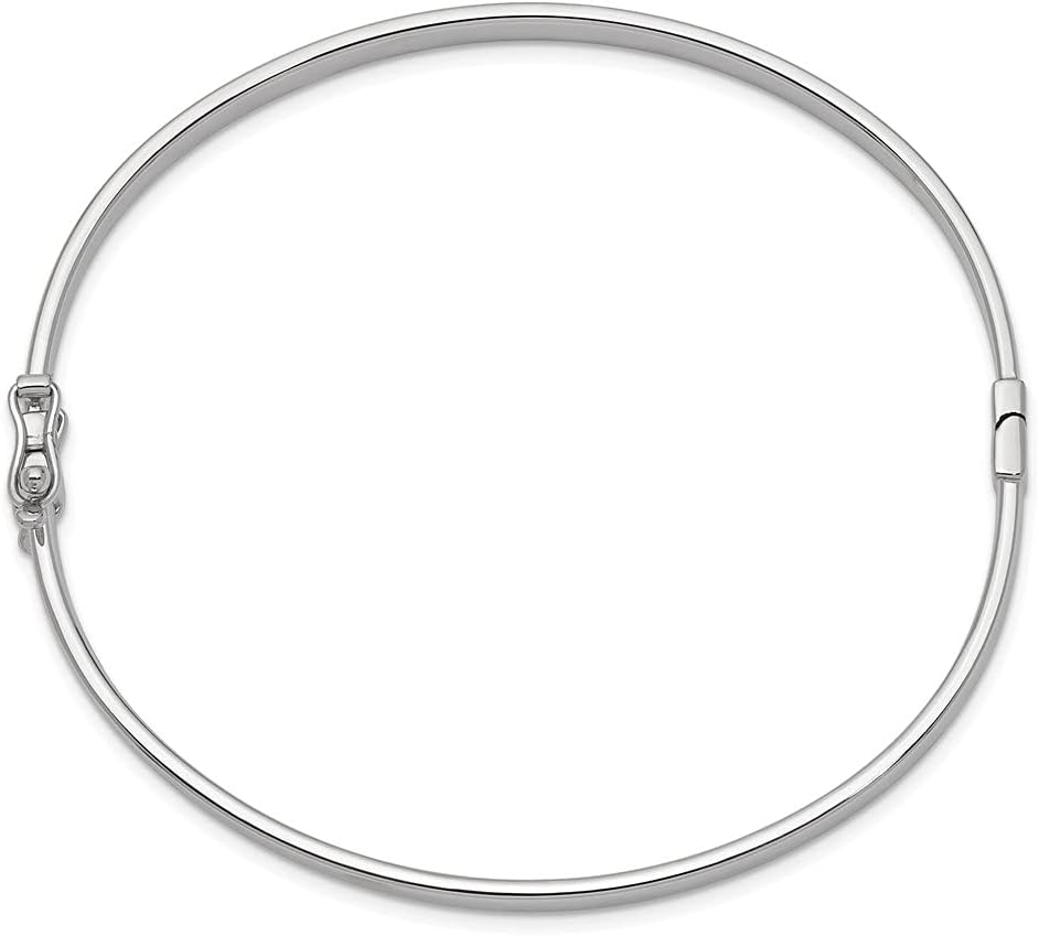 Diamond2Deal Solid 14k White Gold Hinged Bangle Bracelet 4mm