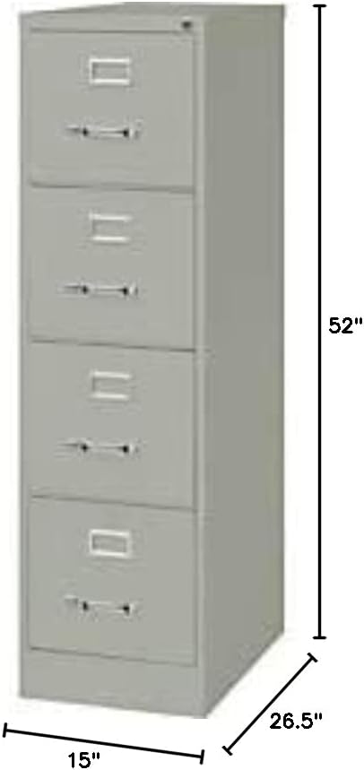 Vista 2 de Lorell Archivo vertical de 4 cajones con cerradura, 15 x 26-12 x 52 pulgadas, gris claro