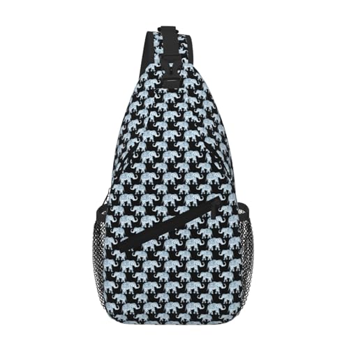 Mochila de pecho de elefante azul y negro para hombres y mujeres