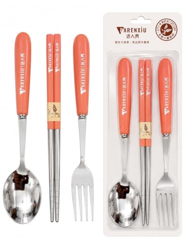 Image of Stainless Steel Cutlery Set, 3-Piece | Spoon, Fork, Chopsticks