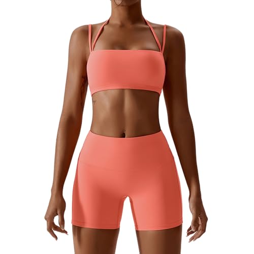 IMEKIS Women's Workout Sets 2 Piece Yoga Outfit High Waisted Biker Shorts Leggings Sports Bra Gym Fitness Clothes Tracksuit