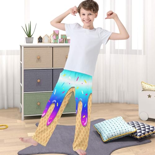 Boys' Pants Blue Purple Ice Cream Joggers Elastic Long Bottoms Trousers Sweatpants with Pockets Size 6-144