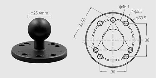 Miniatura 6 de Strg Soporte de teléfono con base redonda perforada con brazo de bola de doble enchufe de tamaño B mediano de 1 pulgada, compatible con todos los