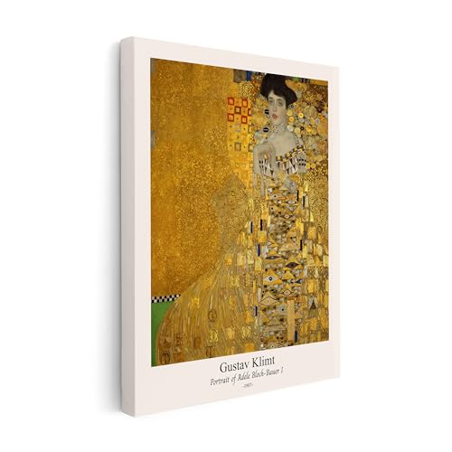 Poster Master Vintage Gustav Klimt Canvas - Retro Portrait of Adele Bloch-Bauer Print - Fine Art - Classic Painting - Art Nouveau - Living Room or Office Wall Decor - 12x16 STRETCHED Canvas