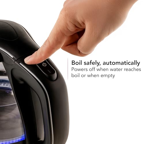 OVENTE Electric Kettle, 1.5L Borosilicate Glass Countertop Water Heater and Boiler for Coffee or Tea, BPA-Free, Auto Shut-Off, Boil-Dry Protection, Removable and Washable Spout Filter, Black KG83B - Image 5
