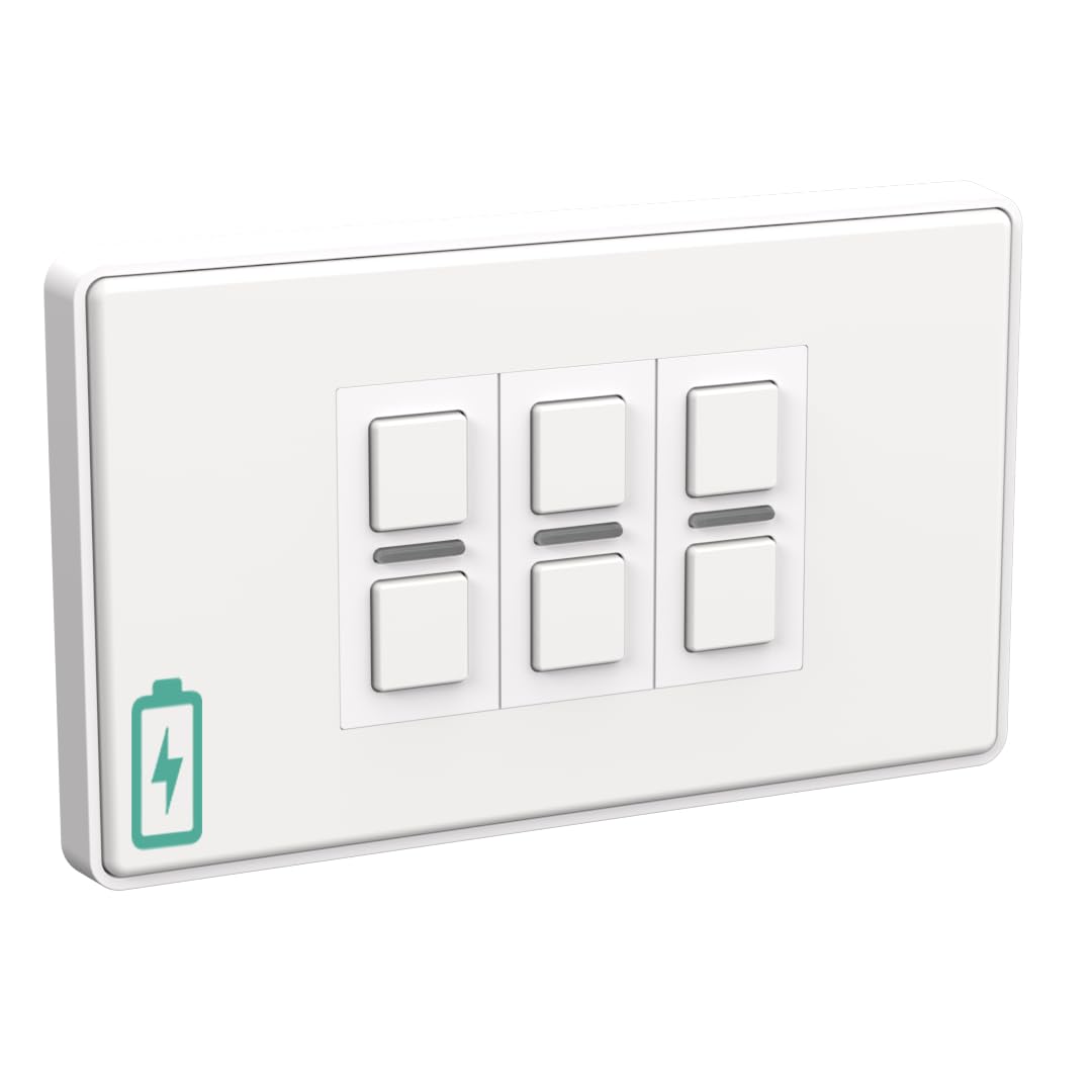 Lightwave Wire-Free Scene Selector (6 Button) White Metal - Battery Powered, Multi-Press Built-In