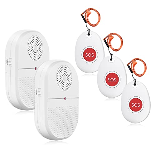 Wireless Caregiver Pager System Call Button Personal Alert Pager Nurse Alert System for Elderly Senior at Home with 800+Feet Operating Range 2 Portable Receiver 3 Emergency Transmitter