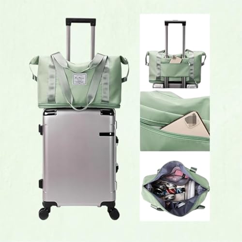 Image of Yatee Foldable Trolley Travel Bag with Wheels for Women & Men, Expandable Rolling Duffel Bag, Large Capacity Lightweight Luggage, Waterproof Carry Tote with Detachable Wheels for Travel