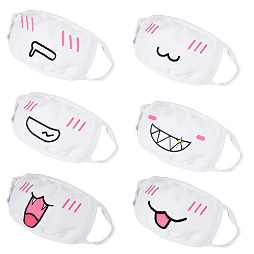 Preisvergleich Produktbild DECARETA 6 Stück Baumwolle Mundmaske, Unisex Staubschutzmasken Wiederverwendbar Mundschutz, Anti-Beschlag Maske mit Elastischer Ohrriemen für Jugendliche Herren Frauen Laufen Radfahren (Weiß)