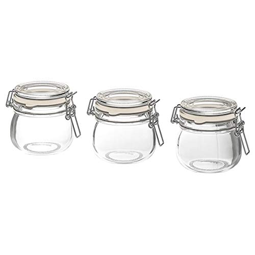 jqmJar With Lid Clear Glass 13 Cl Pack Of 3